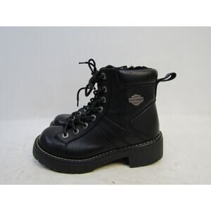 Harley Davidson Womens Sz 7 M Black Leather Lace Up Zip 5.5" Ankle Riding Boots
